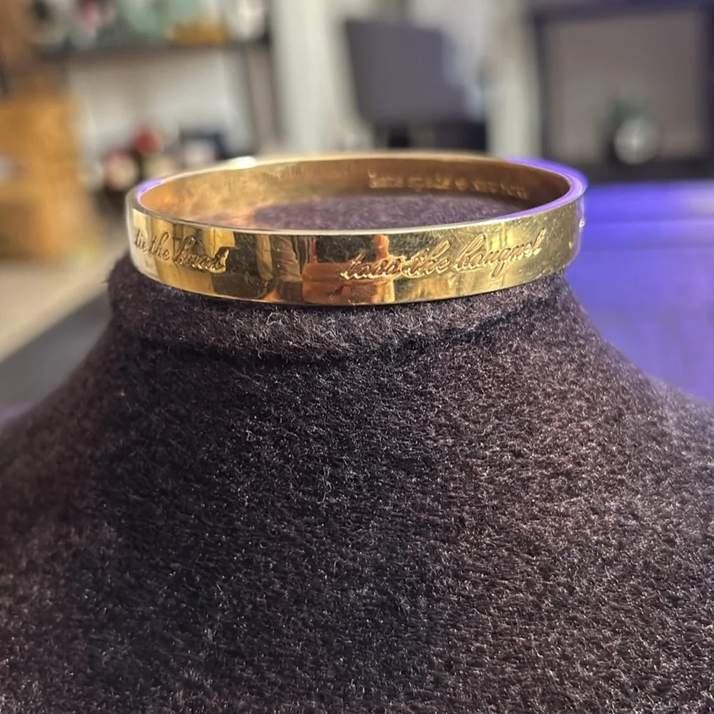kate spade new york Bride Engraved Idiom Bangle Gold Bracelet - Picture 3 of 8